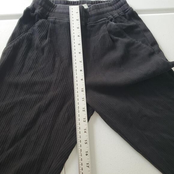 Varley Pants Womens Small Black Ribbed Joggers Cuffed Sweatpants Lounge Cozy - Picture 6 of 8